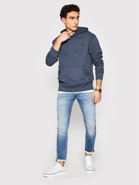 Felpa Washed 12174457 Blu scuro Relaxed Fit