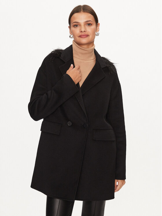 TWINSET TWINSET Wollmantel 232TP2011 Schwarz Regular Fit