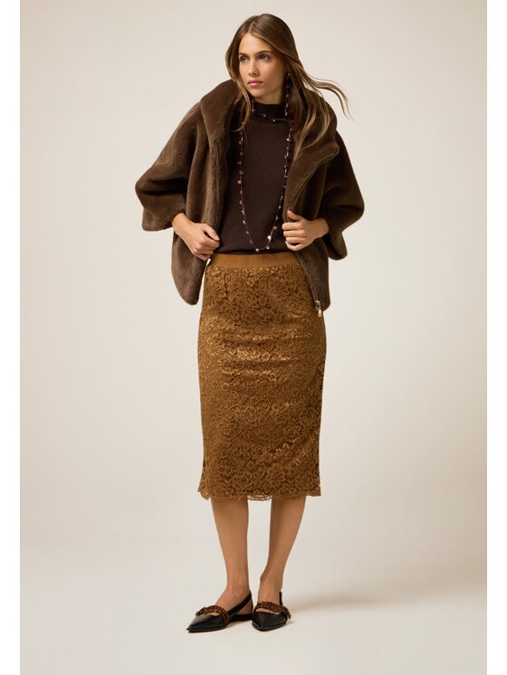 Oltre Oltre Gonna midi 1016R001573N028 Marrone Slim Fit