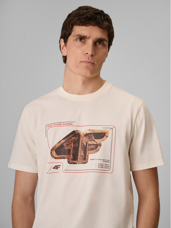 4F 4F T-Shirt LIMITLESS DESERT Biały Regular Fit