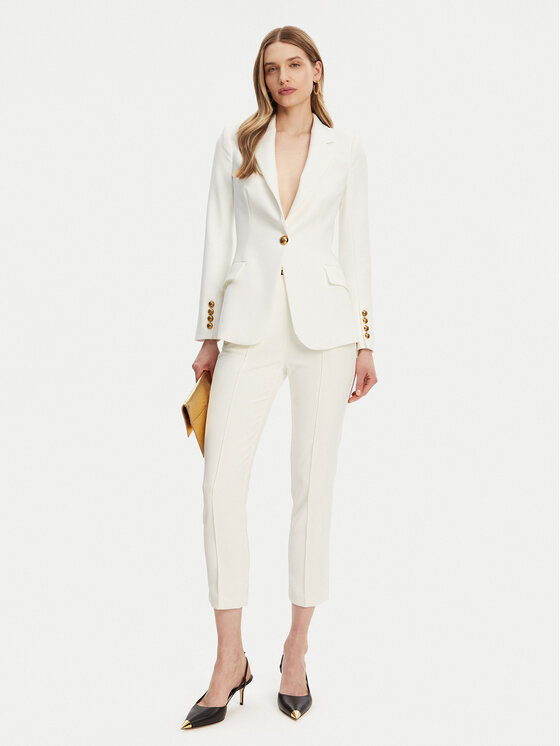 Elisabetta Franchi Elisabetta Franchi Pantaloni din material PA-076-51E2-V280 Alb Regular Fit