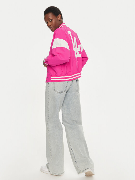 Champion Champion Яке бомбър Yankees 116470 Розов Loose Fit