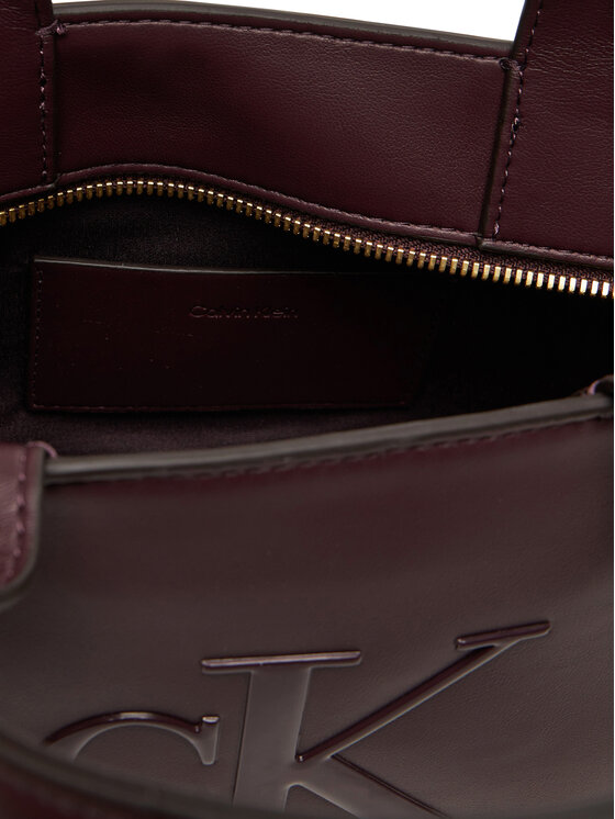 Calvin Klein Calvin Klein Ročna torba Bold Ck Small Tote With Strap LV04F3219G Bordo rdeča