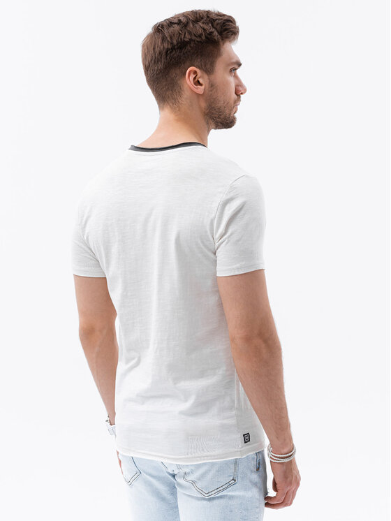 Ombre Ombre T-Shirt OM-TSCT-22SS-004 Biały Regular Fit