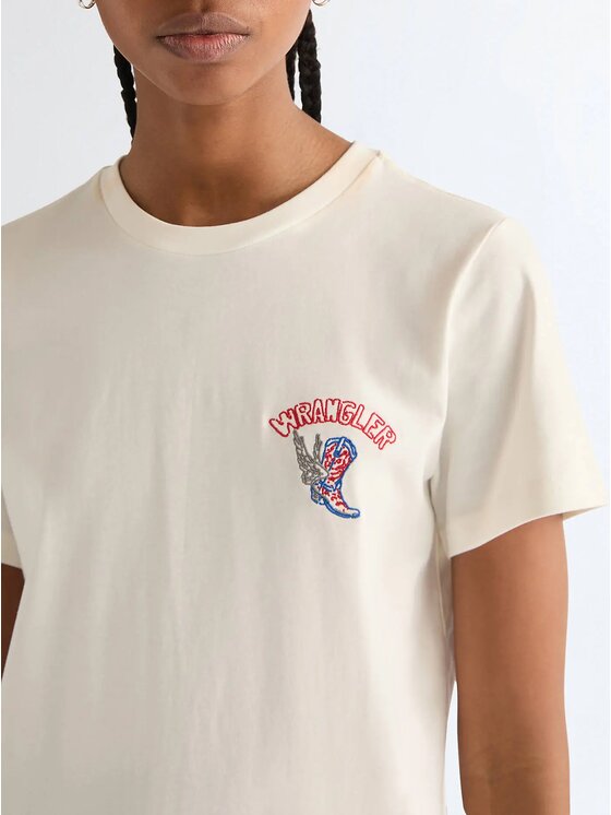 Wrangler Wrangler T-Shirt SIGN OFF TEE Biały Regular Fit