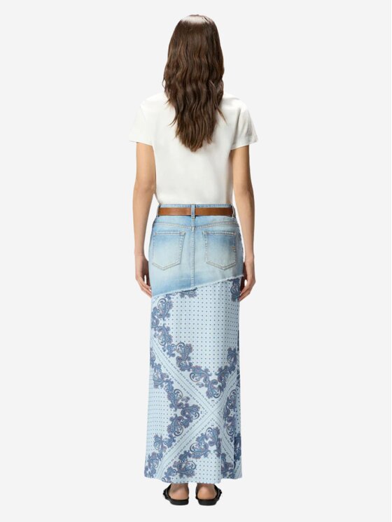 PINKO PINKO Sukňa FUGA GONNA DENIM + TWILL STAMP Modrá Regular Fit