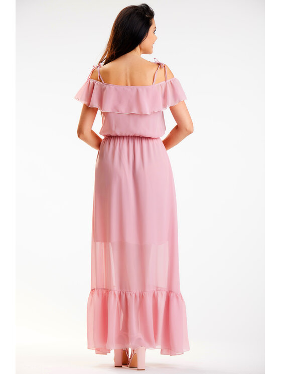 Awama Awama Sukienka letnia A573 Różowy Basic Fit