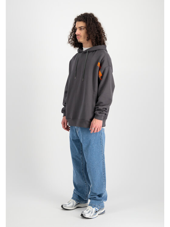 Alpha Industries Alpha Industries Bluza Flock Logo Hoodie Szary Relaxed Fit