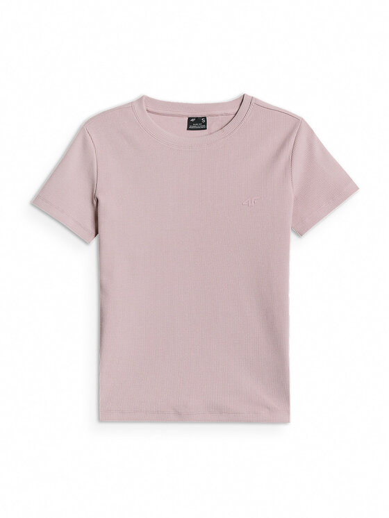 4F 4F T-Shirt BASIC+ Różowy jasny Slim Fit