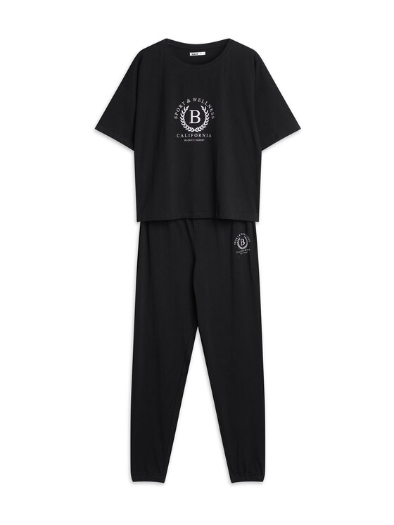 Esotiq Esotiq Piżama 42566 Czarny Regular Fit