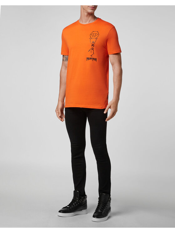 PHILIPP PLEIN PHILIPP PLEIN T-Shirt 30966 Pomarańczowy Regular Fit