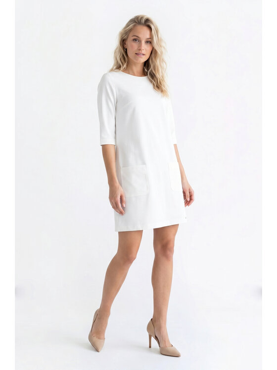 FIGL FIGL Sukienka koktajlowa M1350 Kremowy Straight Fit