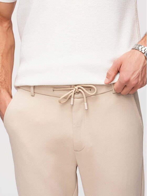 Ombre Ombre Spodnie materiałowe OM-PACP-0292 Beżowy Carrot Fit
