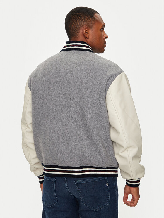Tommy Hilfiger Tommy Hilfiger Kurtka bomber Varsity MW0MW37032 Szary Regular Fit