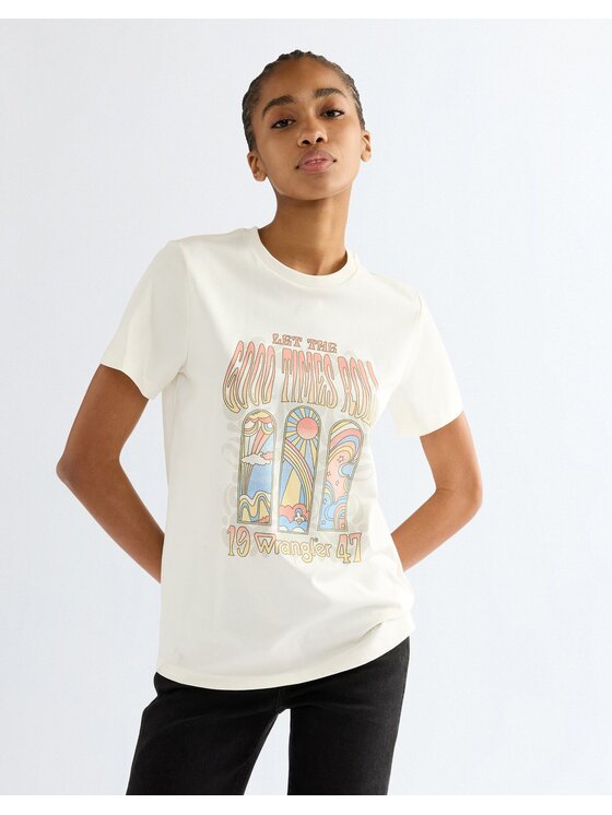 Wrangler Wrangler T-Shirt SHRUNKEN BAND TEE Biały Slim Fit