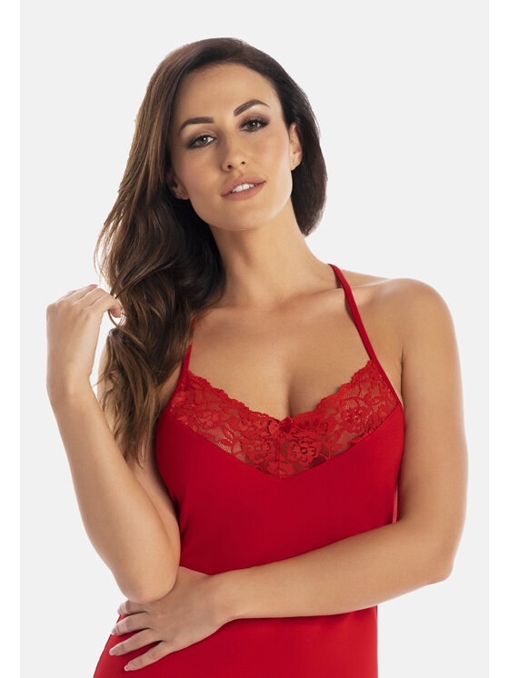Teyli Teyli Koszula nocna 214 Czerwony Regular Fit