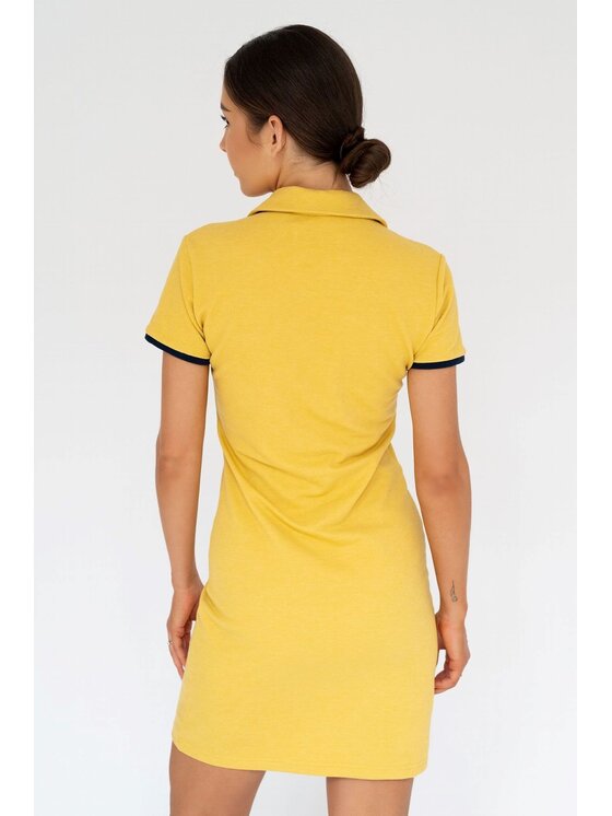 MANDRAGORA MANDRAGORA Vestito estivo Bawełniana Pique Giallo Relaxed Fit