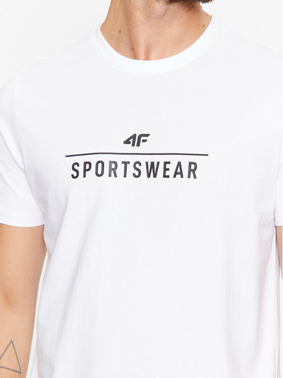 4F 4F T-krekls 4FAW23TTSHM0878 Balts Regular Fit