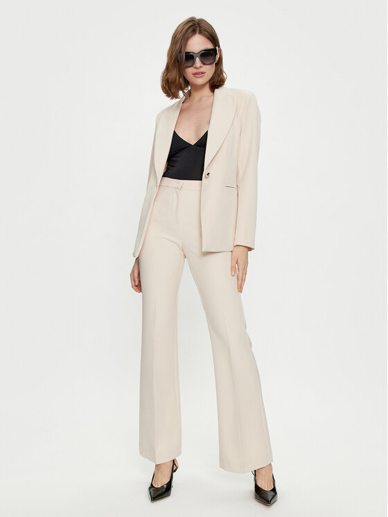 Maryley Maryley Spodnie materiałowe 24EB587/43GE Écru Regular Fit