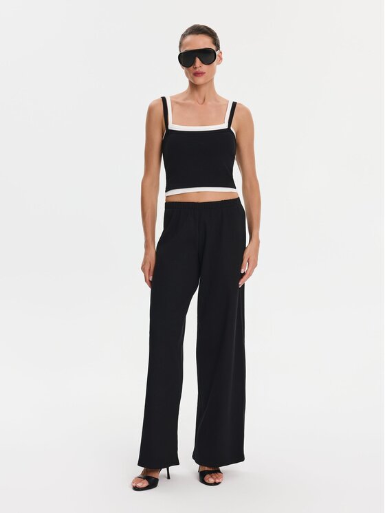 Nudyess Nudyess Top Lisa z prążka Czarny Slim Fit