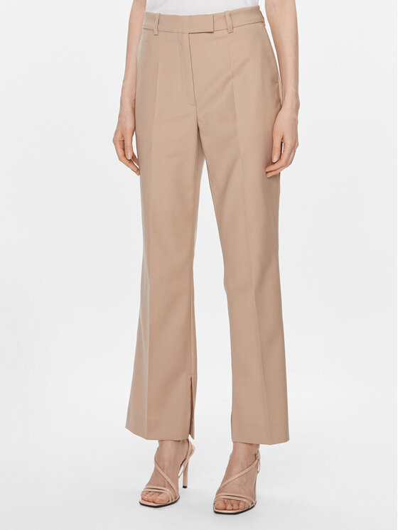 IVY OAK Pantaloni din material Polina IO115166 Bej Straight Fit