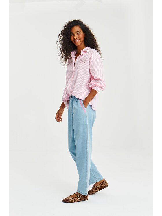 NAOKO NAOKO Jeansy Ribbon Revolution Modrá Regular Fit