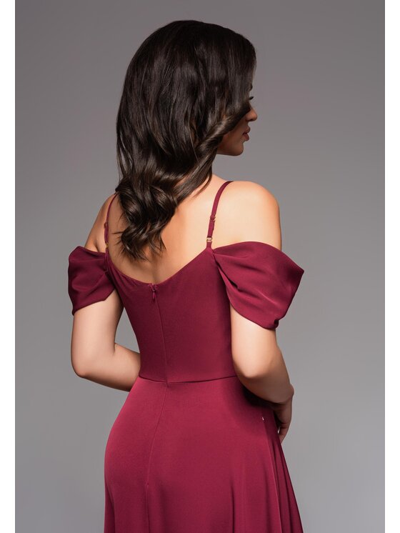 Ombre Ombre Sukienka wieczorowa LA-OM-DLR038 Bordowy Regular Fit