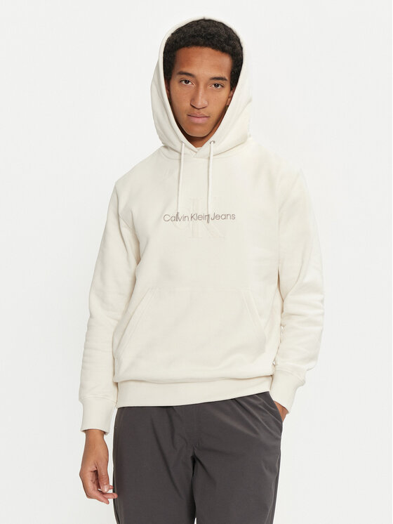 Calvin Klein Jeans Mikina Chenille J30J326637 Écru Regular Fit