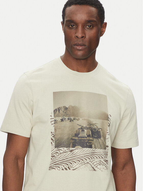 BOSS BOSS T-Shirt Te_Dunetrace 50539187 Beżowy Regular Fit