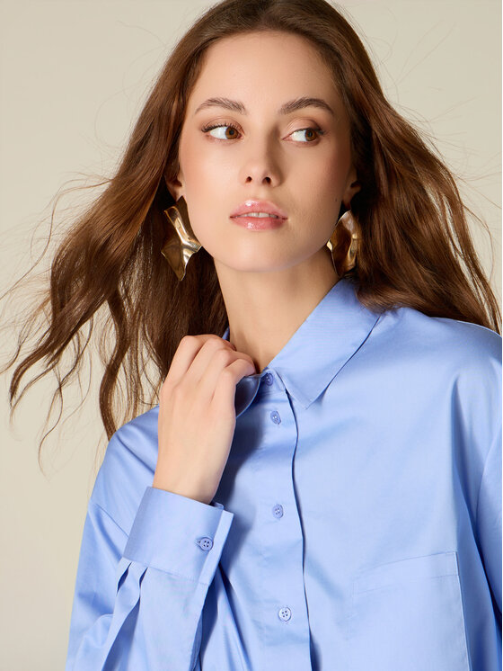 Oltre Oltre Koszula 5182J000859N004 Turkusowy Boxy Fit