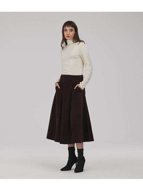 Lee Cooper Lee Cooper Spódnica jeansowa LINH Brązowy ciemny Regular Fit