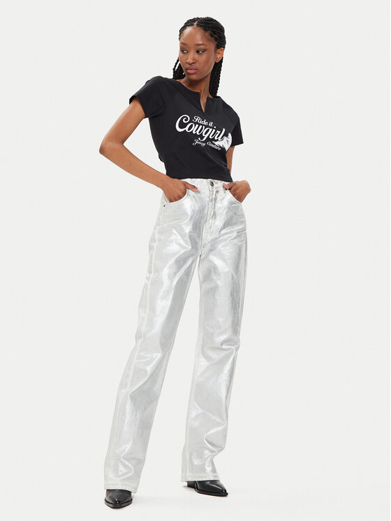 Juicy Couture Juicy Couture Tričko Ride A Cowgirl JCWCT23333 Čierna Slim Fit