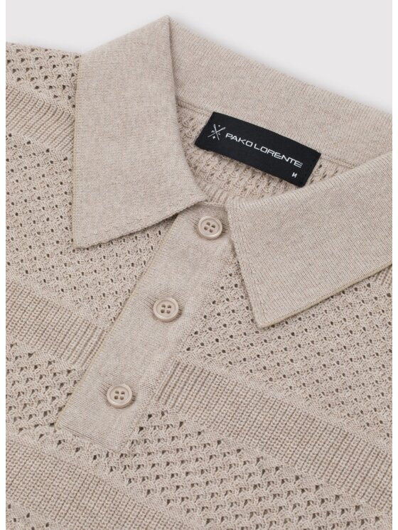 Pako Lorente Pako Lorente Polo P25SF-TX-011 Beżowy Classic Fit