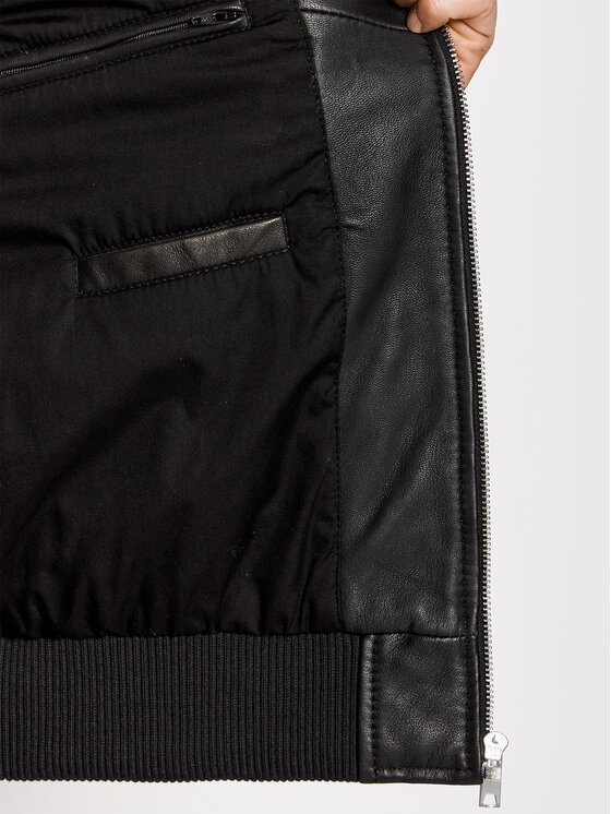 Serge Pariente Serge Pariente Kurtka skórzana Bonbon Czarny Slim Fit