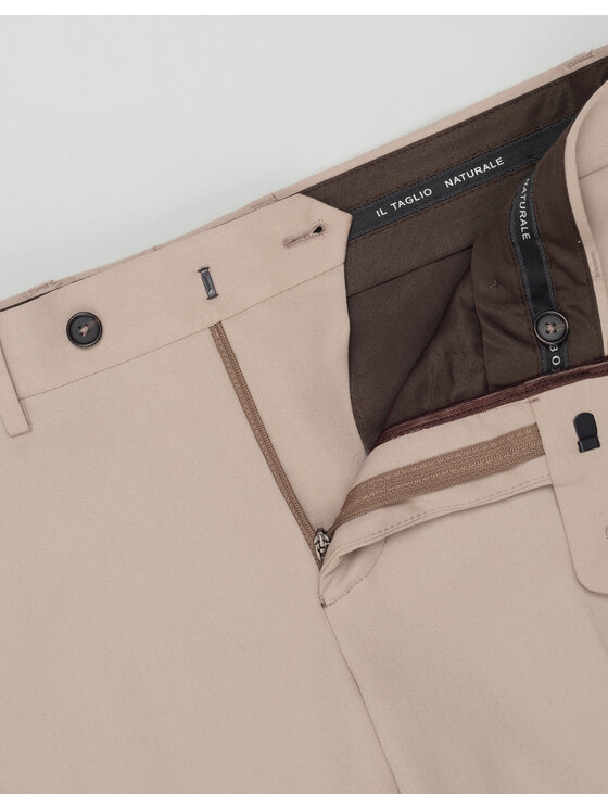 Borgio Borgio Spodnie garniturowe lido Beżowy Slim Fit