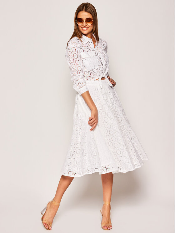 Guess Guess Миди пола JENNIFER LOPEZ Noemi W0GD29 WCTZ0 Бял Regular Fit