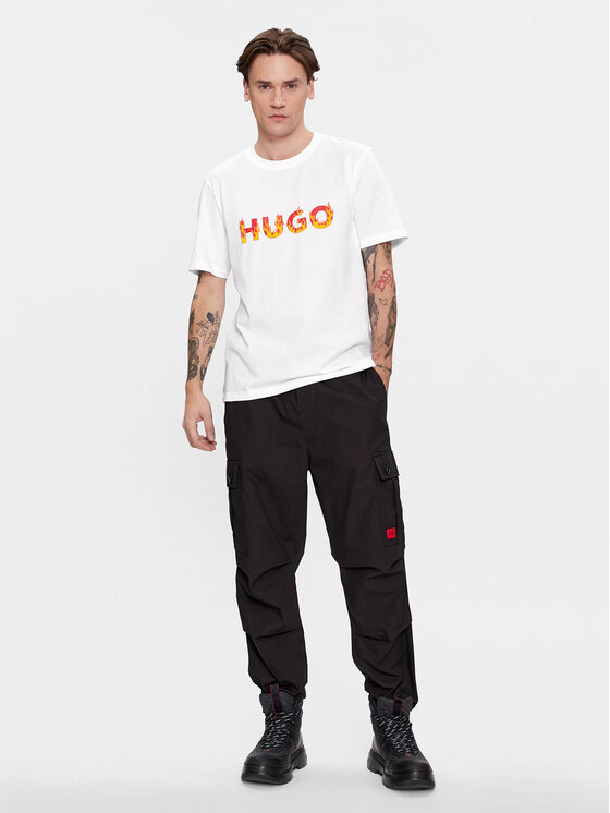HUGO Hugo Marškinėliai Danda 50504542 Balta Regular Fit