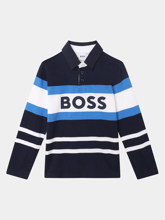 Тениска с яка и копчета Boss