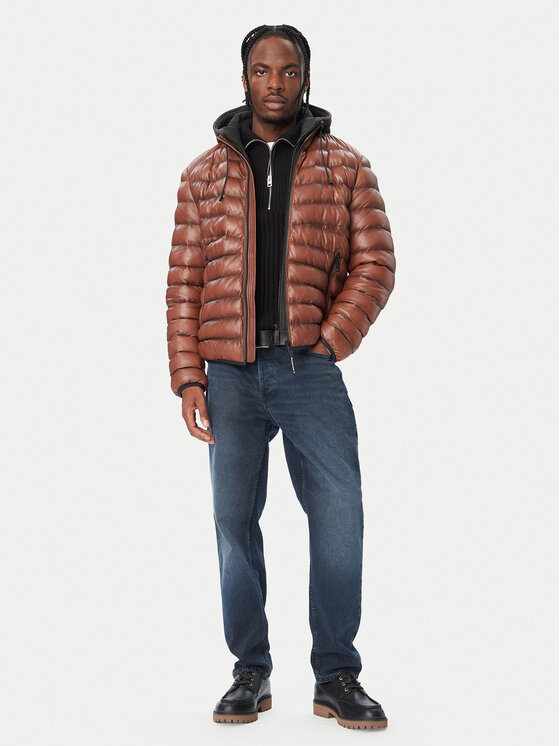 Milestone Milestone Geacă de piele MSHarvey 631068 60905 Maro Regular Fit