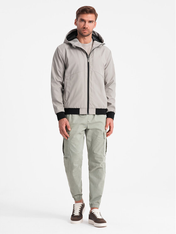 Ombre Ombre Kurtka przejściowa OM-JANP-0149 Szary Regular Fit