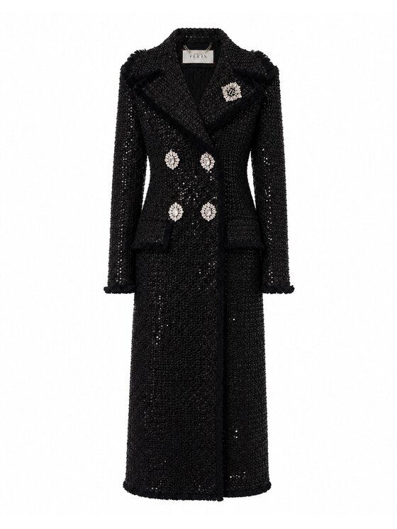 PHILIPP PLEIN PHILIPP PLEIN Płaszcz zimowy 31269 Czarny Loose Fit