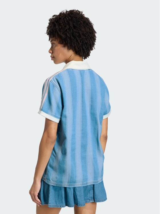 adidas adidas T-Shirt DENIM FOOTBALL Niebieski jasny Loose Fit