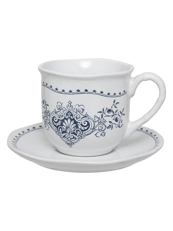 MIAhome MIAhome Filiżanka ze spodkiem ceramiczna 2 szt. Idyllic 180 ml Biały