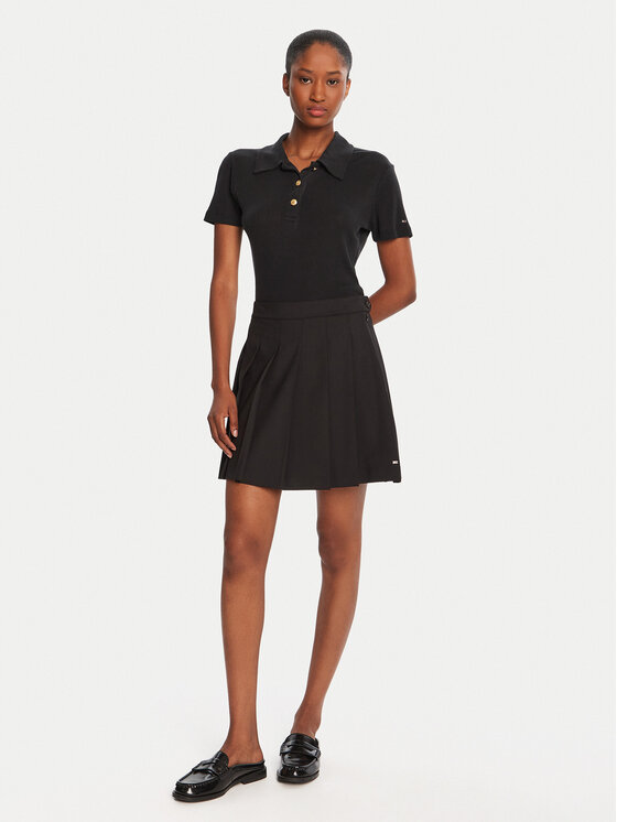 Tommy Hilfiger Tommy Hilfiger Plisovaná sukně Timeless WW0WW48354 Černá Regular Fit