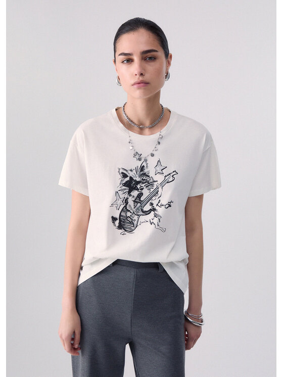 Liu Jo Liu Jo T-Shirt TF6255JS923L9390 Biały Regular Fit