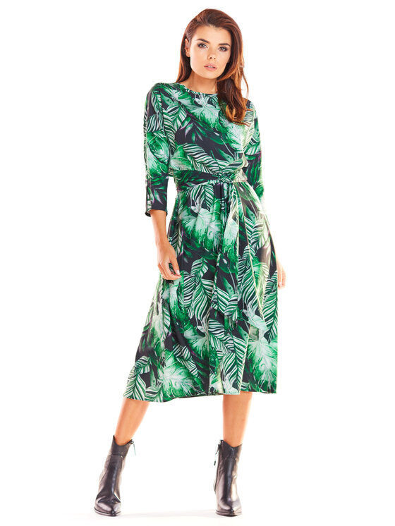 Awama Awama Sukienka codzienna A313 Zielony Basic Fit