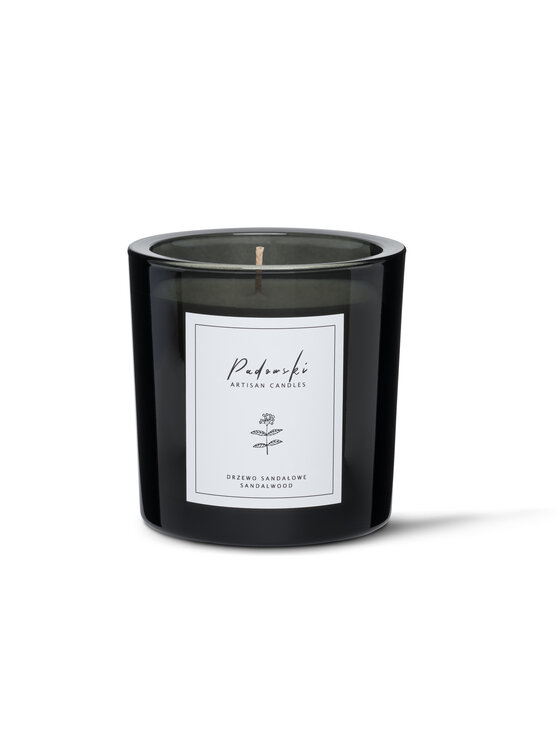Świeca zapachowa Padowski Artisan Candles, Drzewo Sandałowe - świeca sojowa w grafitowym szkle