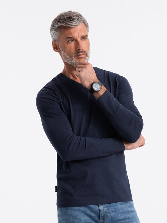 Ombre Ombre Longsleeve OM-LSBL-0108 Granatowy Fitting Fit