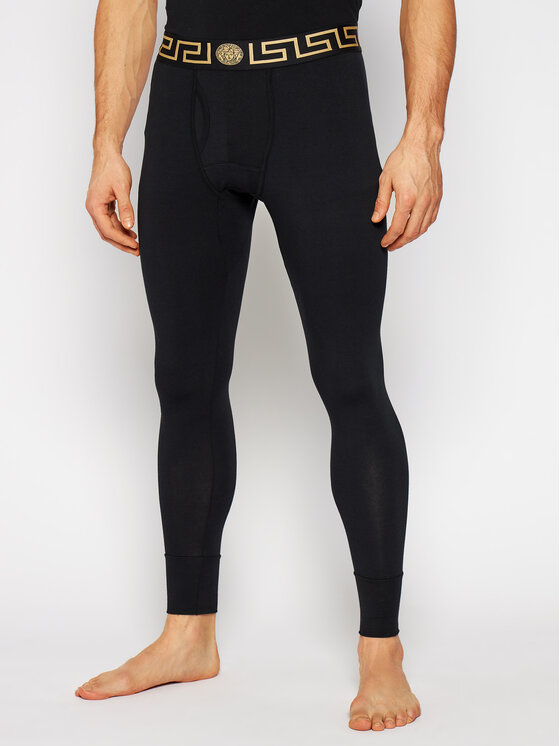 Versace Versace Σκελέα Long John Intimo AU100023 Μαύρο Slim Fit