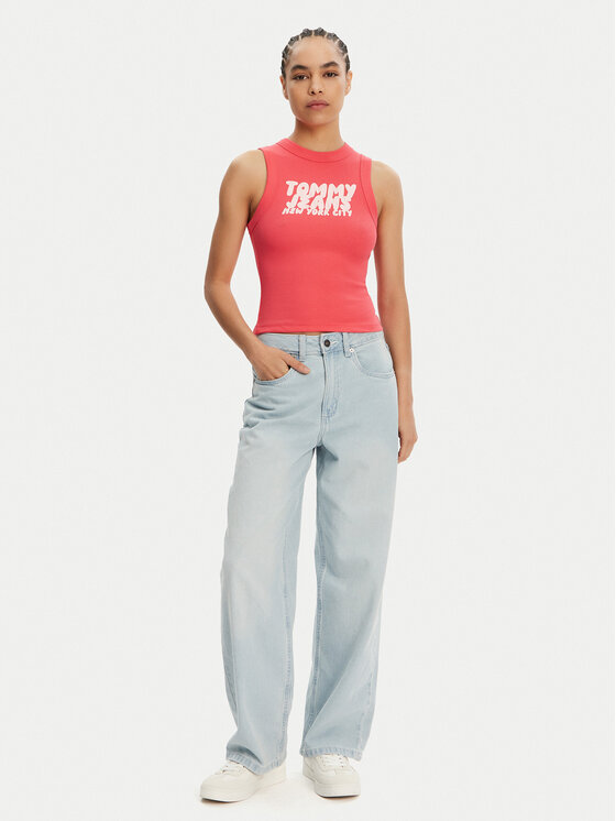 Tommy Jeans Tommy Jeans топ DW0DW21339 Розов Slim Fit